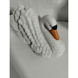 Vintage Royal Heritage Porcelain White Bisque Swan Hand Painted Figurine Taiwan
